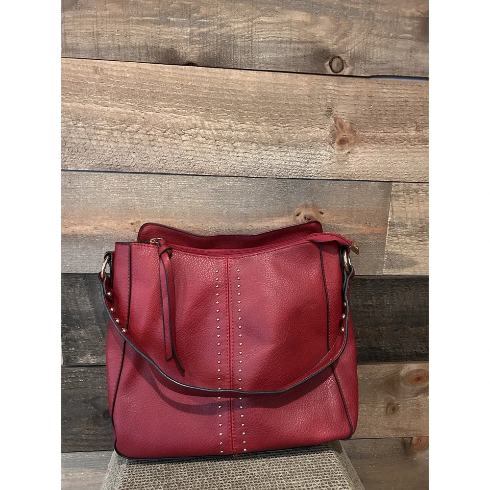 Montana West Select Vegan PU Leather Purse Bag Red w/ Gold Hardware Lightly Used